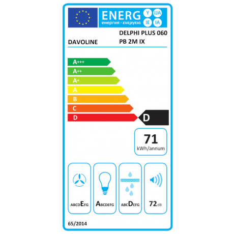 Davoline DELPHI PLUS 060 TC 2M BL Ελεύθερος Απορροφητήρας 60cm Μαύρο